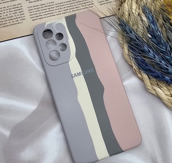 قاب گوشی سامسونگ Galaxy A32 5G، سیلیکونی اورجینال، رنگین کمانی، پاک کنی، درجه یک، با محافظ لنز